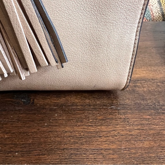 Tory Burch BROOKE Tan Leather Nubuck Sides Tassel Braided Handles Tote - Picture 15 of 17